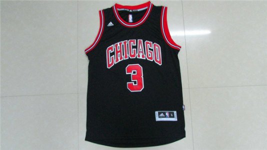 Maillot De Basket Chicago Bulls Dwyane Wade 3 Tissus Sportif Fans Edition Noir